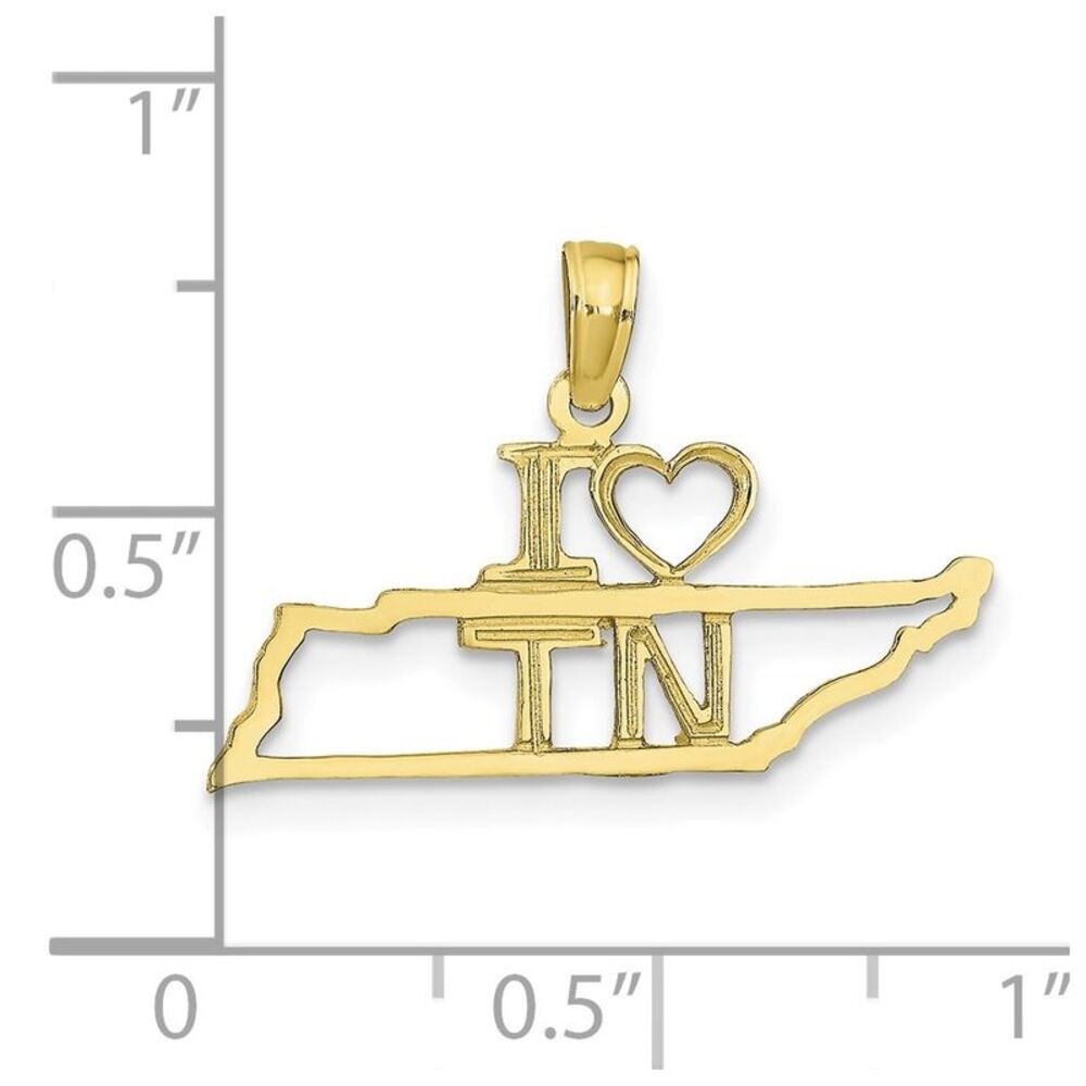 10k Yellow Gold Solid Tennessee State Pendant - image 4